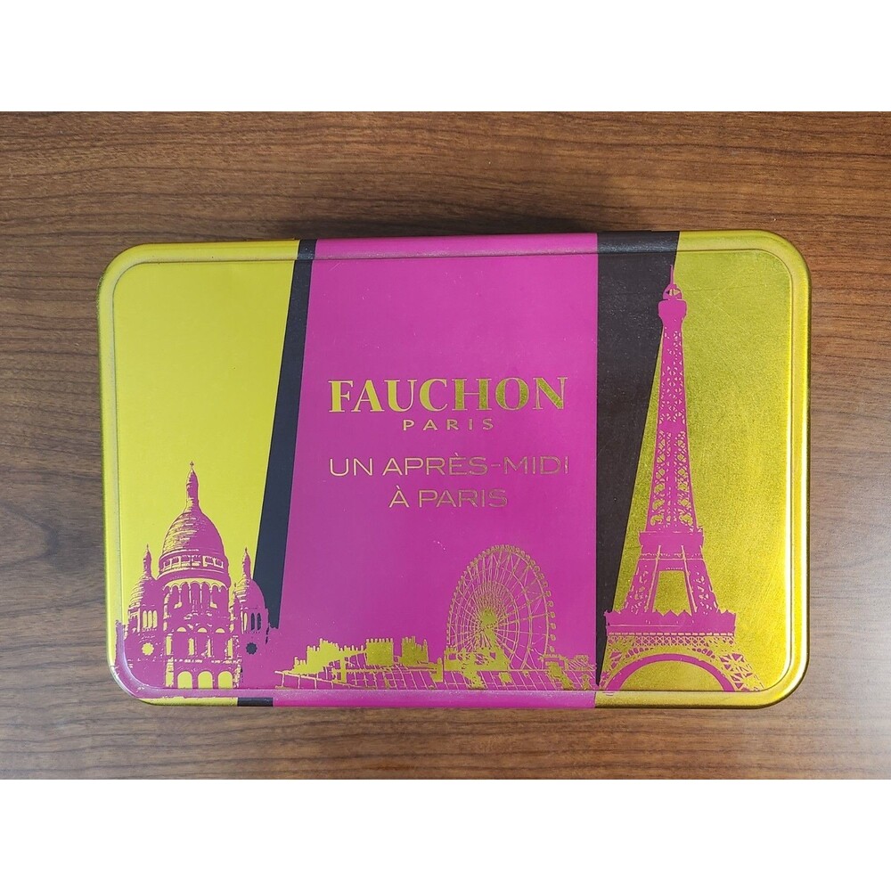 Fauchon Paris Metal Cookie Tin 7.5" X 5"